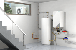 air source heat pump water tank setup